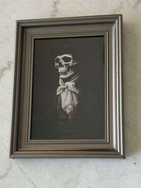 Metallic Gray Decorative Picture Frame with Dark Art Print